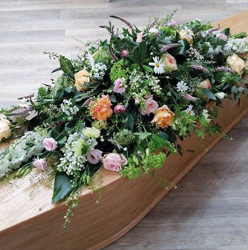 Pink & Peach Country Coffin Spray